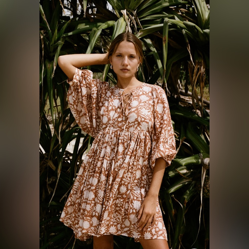Daughters of India Floral Brown Dress
